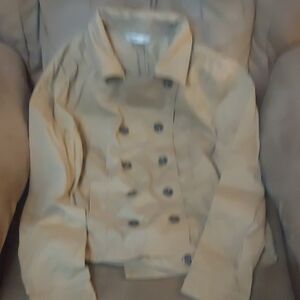 🌷🏖🍂 Old Navy Girls Beige Double-Breasted Pea Coat